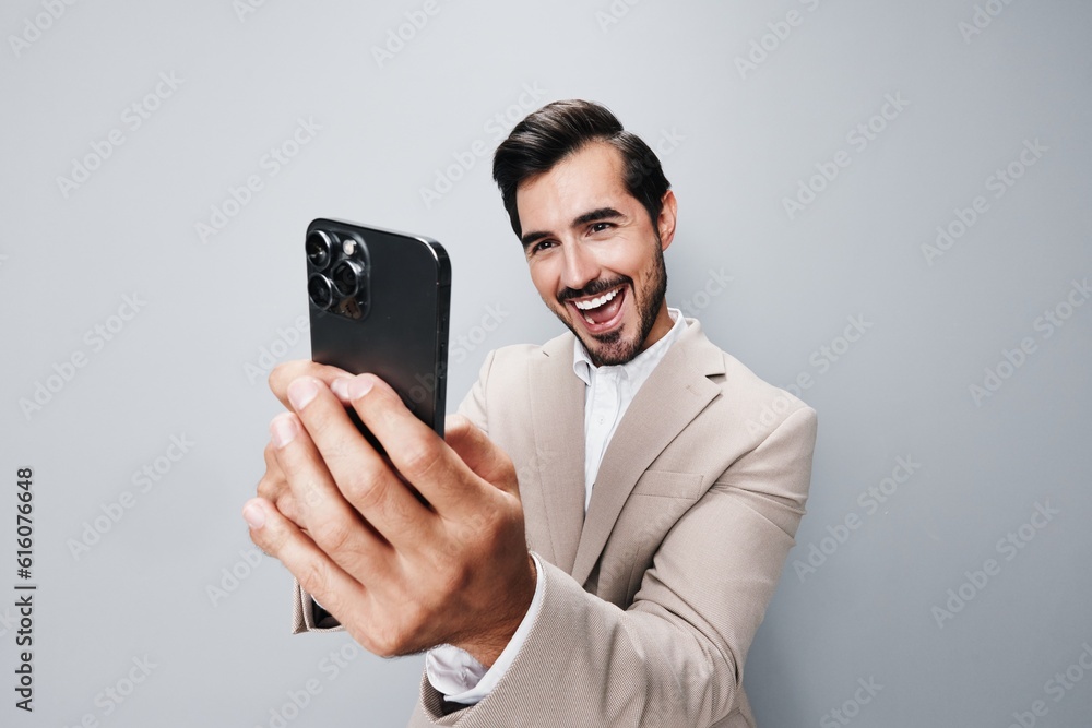 portrait man smartphone cyberspace suit hold call business smile happy phone portrait man smartphone cyberspace suit hold call business smile happy phone