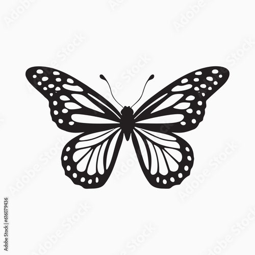 Silhouette of butterfly. Monochrome vector illustration
