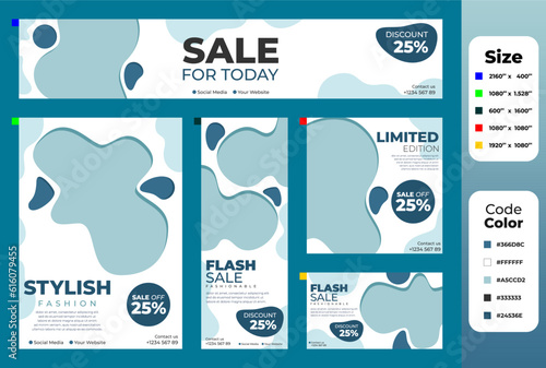 fashion design banner template. blue color