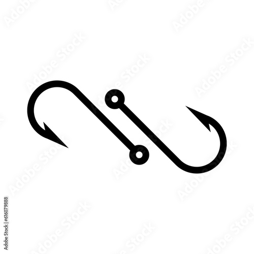 Logo de pesca. Icono aislado anzuelos de pesca con forma de ola