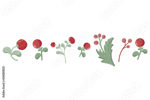 Forest berries hand drawn red balls