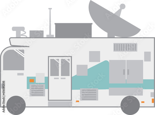テレビ局などの中継車のイラスト