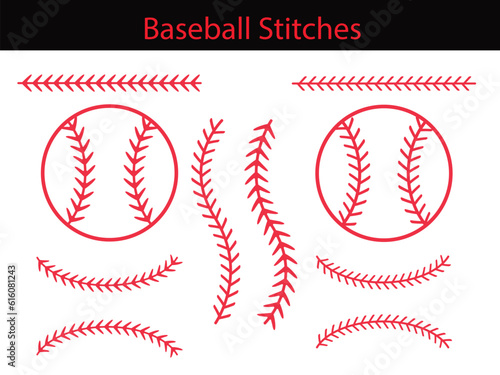 Baseball Stitches on a white background, Baseball Outline , vector illustration