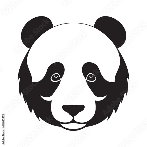 Panda head black and white vector icon