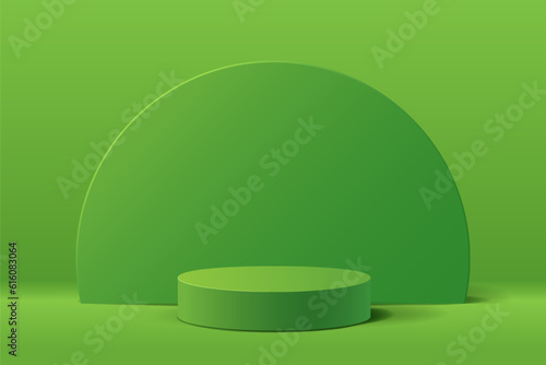 Green 3D abstract minimal scene for mockup product