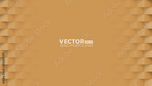 Gold abstract modern square texture background, 3d paper art style with copy centered