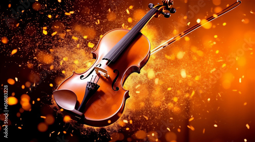 Amazing Photo of a Violin with Bokeh Effect. Music Lovers Background