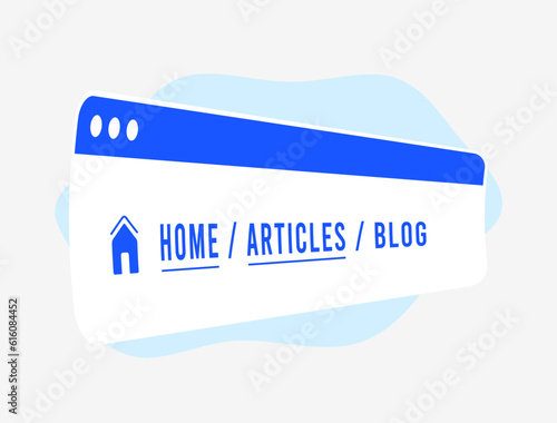 Breadcrumb website navigation illustration. Improve user experience and SEO with internal breadcrumbs navigation links. Illustration isolated on white background