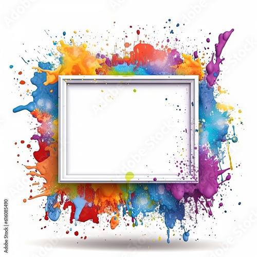 Watercolor decorative frame. Abstract background. Invitation, advertisement, thanks. Ornamental leaves. Generative AI.