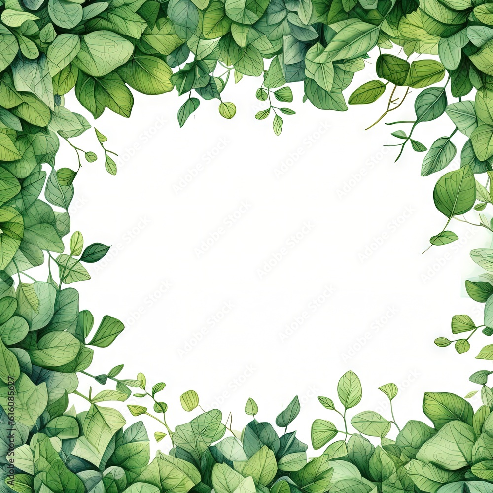 custom made wallpaper toronto digitalWatercolor decorative frame. Abstract background. Invitation, advertisement, thanks. Ornamental leaves. Generative AI.