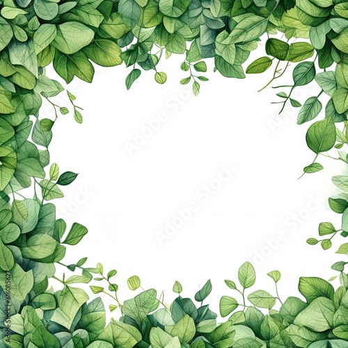 Wallpaper Mural Watercolor decorative frame. Abstract background. Invitation, advertisement, thanks. Ornamental leaves. Generative AI. Torontodigital.ca