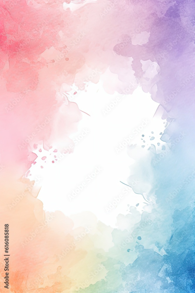 Obraz premium Watercolor decorative frame. Abstract background. Invitation, advertisement, thanks. Ornamental leaves. Generative AI.