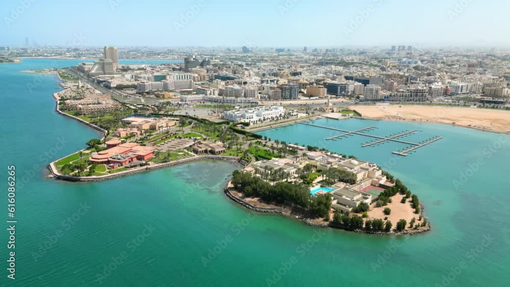 Jeddah, Saudi Arabia Aerial view of coastal city and famous resort