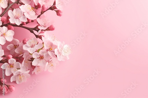 Wallpaper Mural Small beautiful flowers blossom on pastel background with copy space. Floral pattern layout with a lots of place for adding text Generative AI Torontodigital.ca