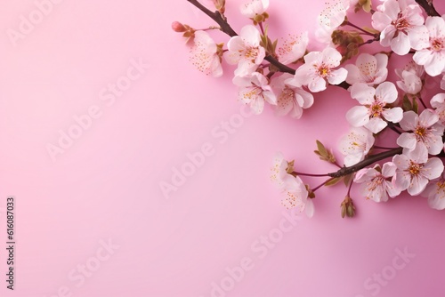 Wallpaper Mural Small beautiful flowers blossom on pastel background with copy space. Floral pattern layout with a lots of place for adding text Generative AI Torontodigital.ca