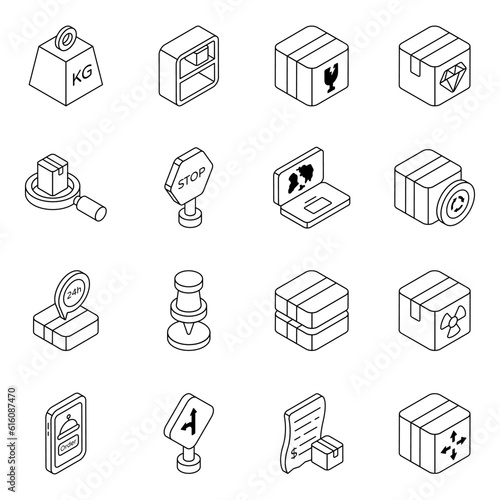 Pack of Logistic and Direction Linear Icons

