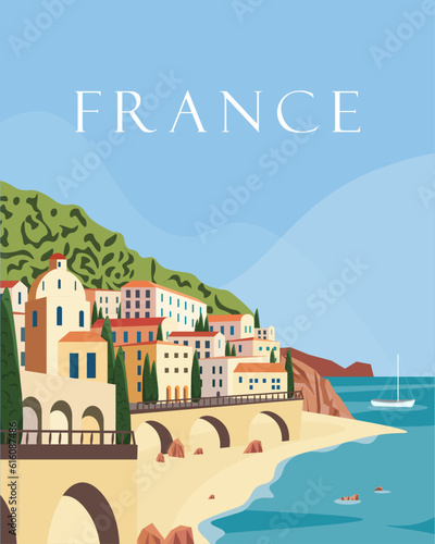 France travel poster banner