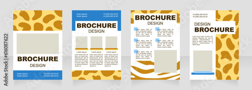 Fur print blank brochure layout design. Creative animal print. Vertical poster template set with empty copy space for text. Premade corporate reports collection. Editable flyer paper pages