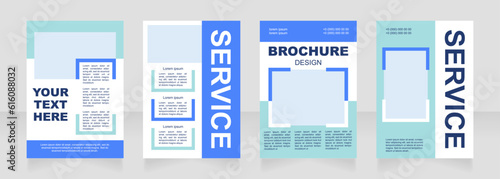Marketing agency blue blank brochure layout design. Event planning. Vertical poster template set with empty copy space for text. Premade corporate reports collection. Editable flyer paper pages