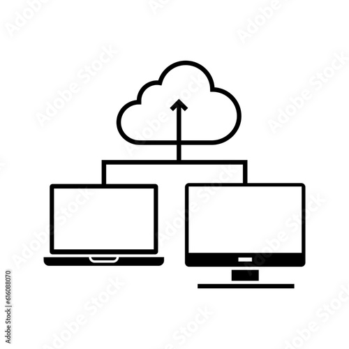 computer devices uploading the data to cloud server icon vector