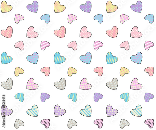 sweet Heart background pastel color doodle drawing art style vector design