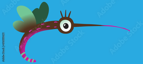 cartoon mosquito on blue background