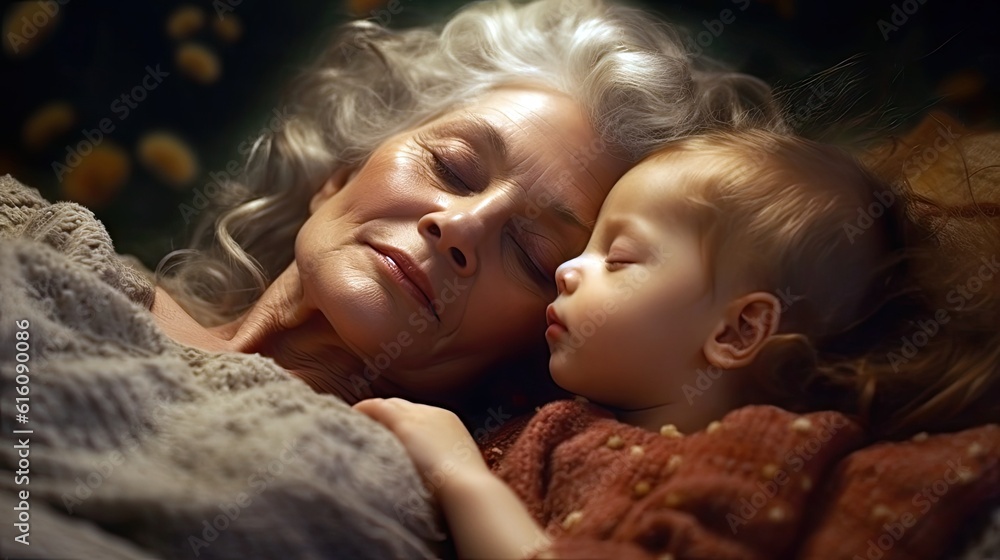 grandma-gently-rocked-her-sleeping-two-month-old-granddaughter-stock