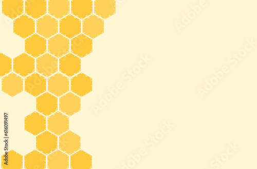 Beehive honey sign with hexagon grid cells on yellow background vector illustration.