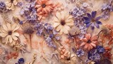 Floral background. Dry flowers 3d wallpaper vetor. Floral abstraction light background illustration. Soft delicate floral printable pattern. Dried flower pattern. Decor interiors. Generative ai.