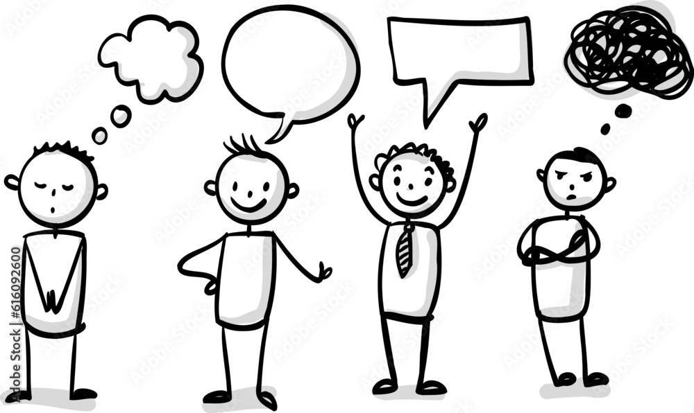 Team of men and women having ideas together in a big cloudy thought bubble - sketch note style digital hand-drawn vector illustration Team of men and women having ideas together in a big cloudy thought bubble - sketch note style digital hand-drawn vector illustration