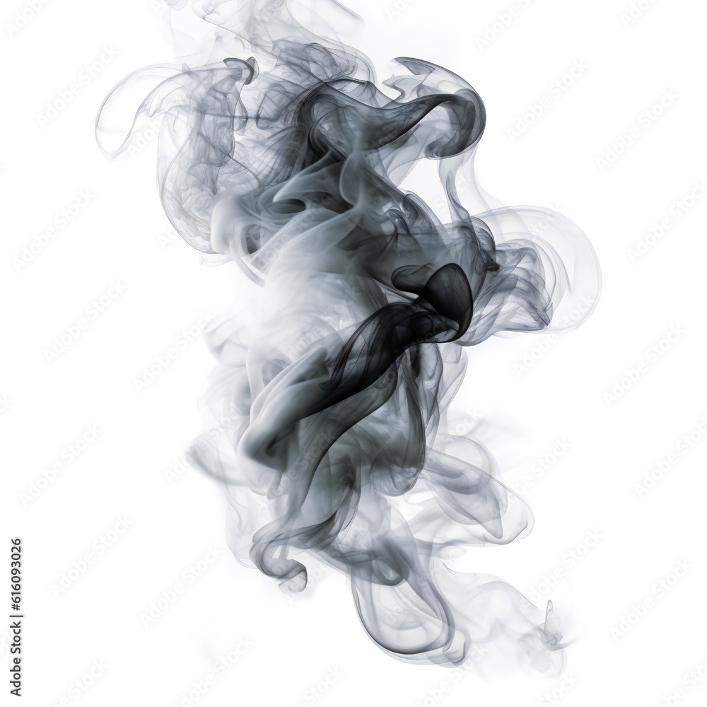 Dark smoke or mist element on white background Generative AI Dark smoke or mist element on white background Generative AI