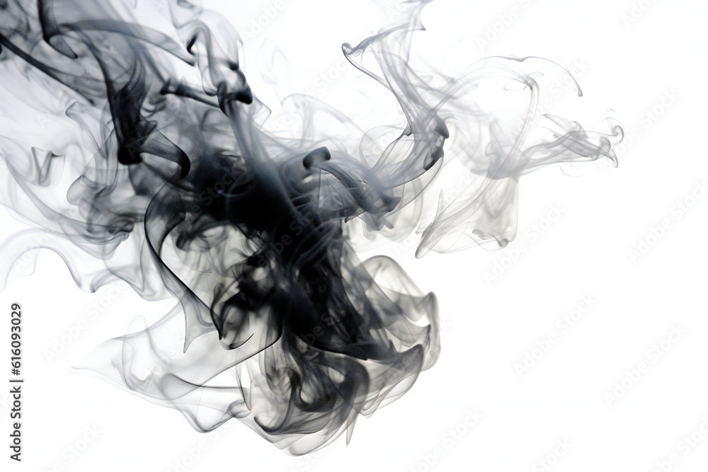 Dark smoke or mist element on white background Generative AI Dark smoke or mist element on white background Generative AI