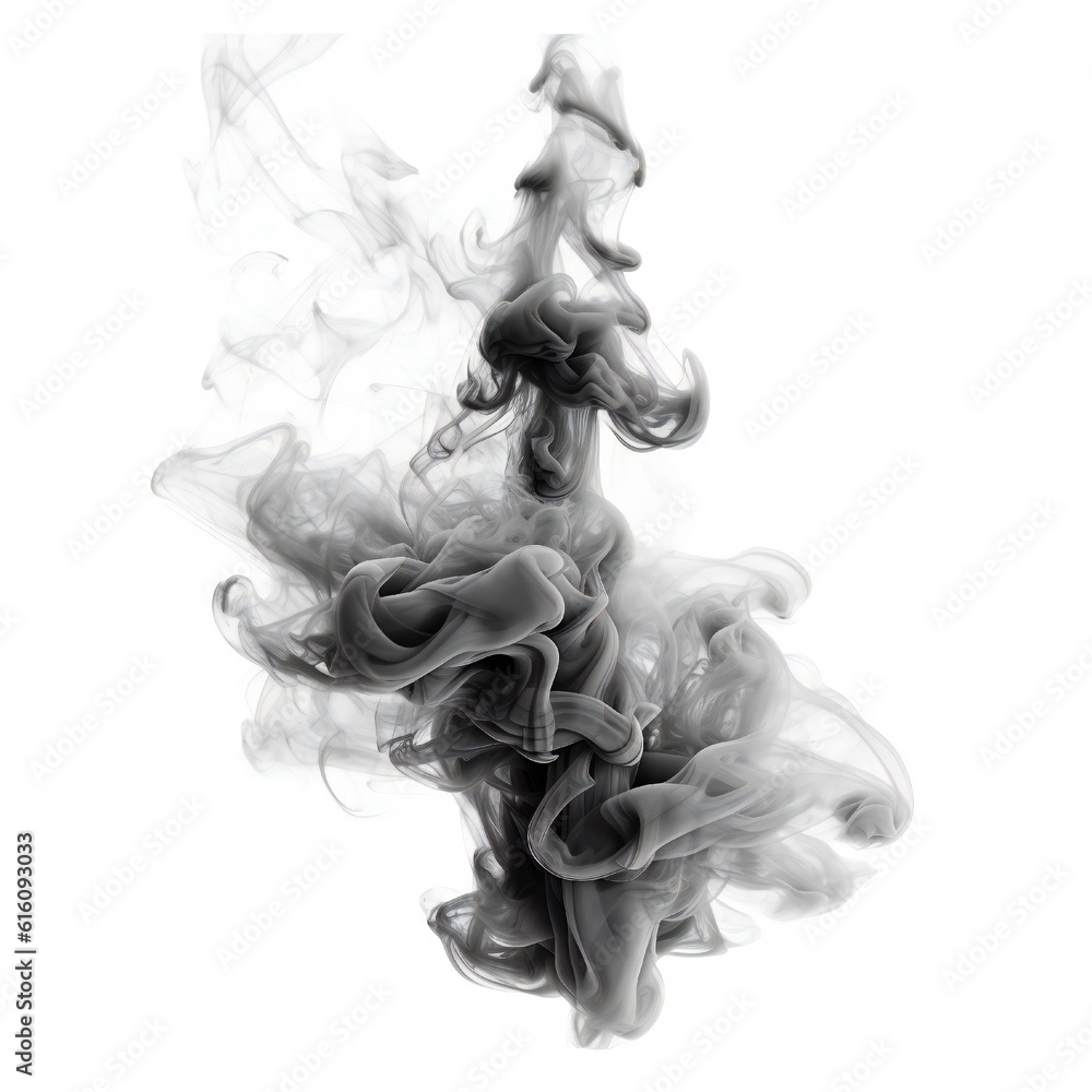 Fototapeta premium Dark smoke or mist element on white background Generative AI