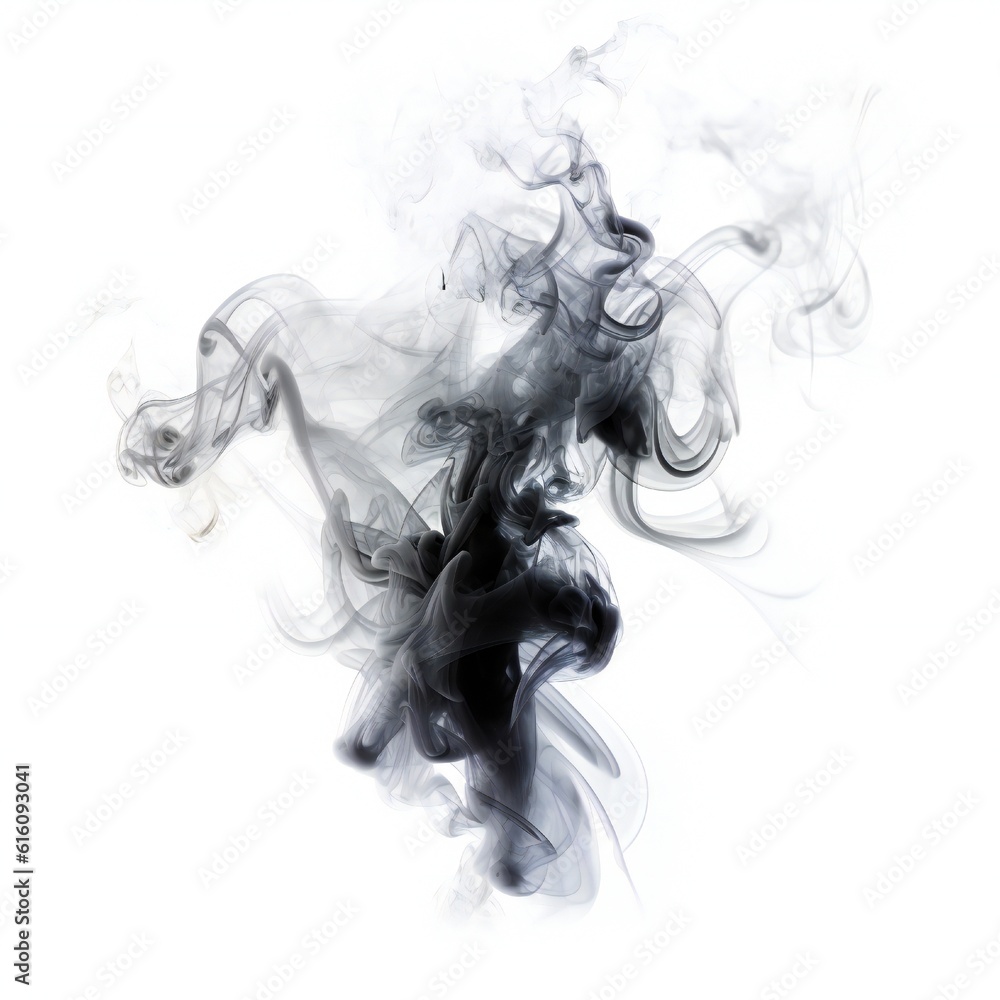 Dark smoke or mist element on white background Generative AI Dark smoke or mist element on white background Generative AI