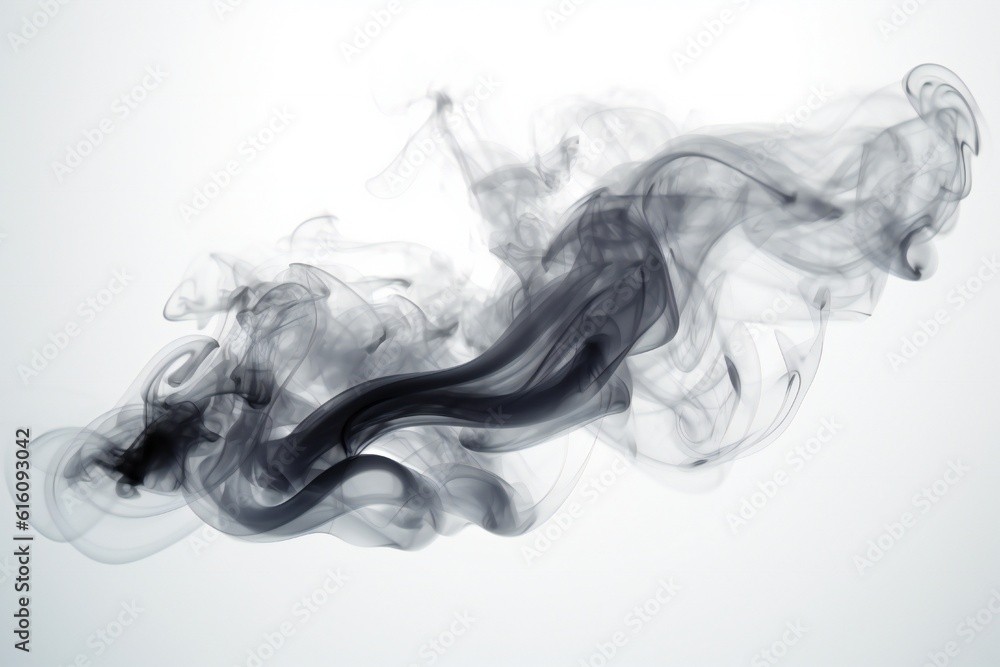 Dark smoke or mist element on white background Generative AI Dark smoke or mist element on white background Generative AI