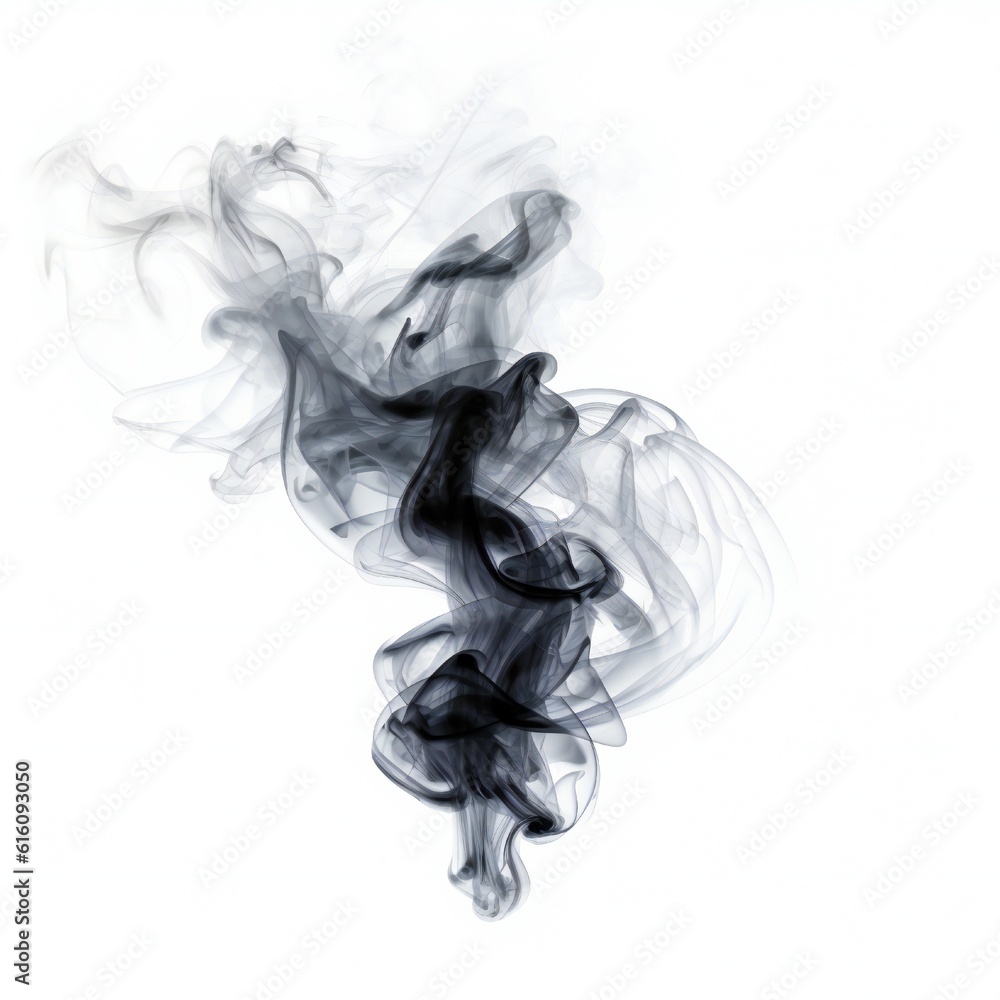 Dark smoke or mist element on white background Generative AI Dark smoke or mist element on white background Generative AI