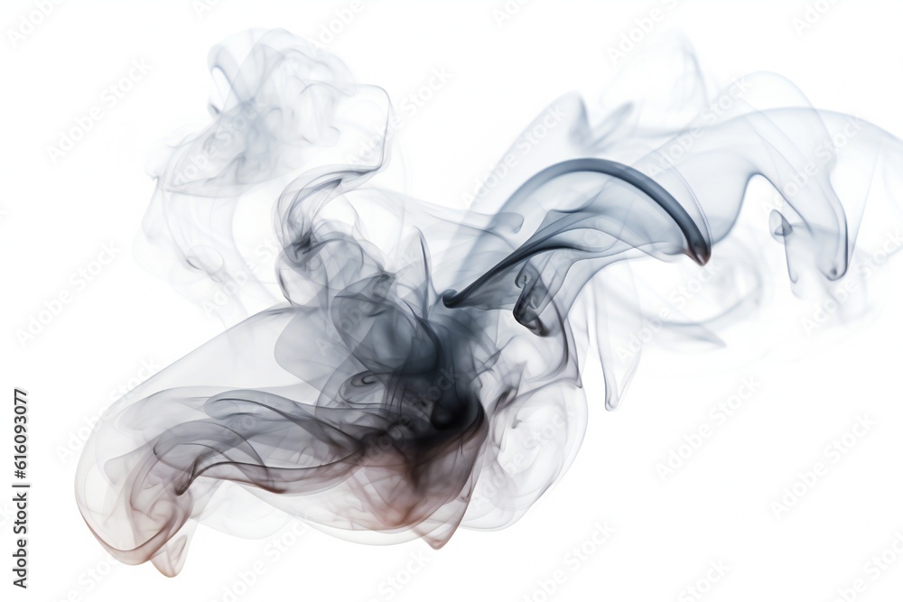 Dark smoke or mist element on white background Generative AI