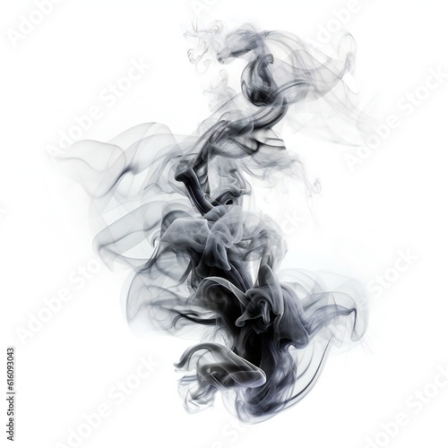 Dark smoke or mist element on white background Generative AI