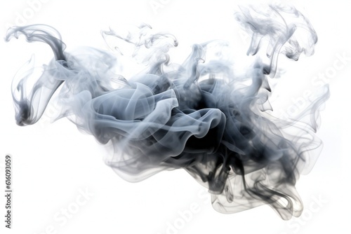 Dark smoke or mist element on white background Generative AI