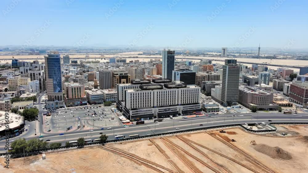 Jeddah, Saudi Arabia: Aerial view of coastal city and famous resort town, district Al-Balad - landscape panorama of Arabian Peninsula from above Jeddah, Saudi Arabia: Aerial view of coastal city and famous resort town, district Al-Balad - landscape panorama of Arabian Peninsula from above