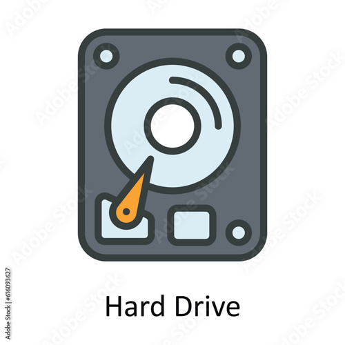 Hard Drive Vector  Fill outline Icon Design illustration. Multimedia Symbol on White background EPS 10 File