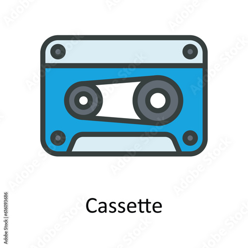 Cassette Vector Fill outline Icon Design illustration. Multimedia Symbol on White background EPS 10 File