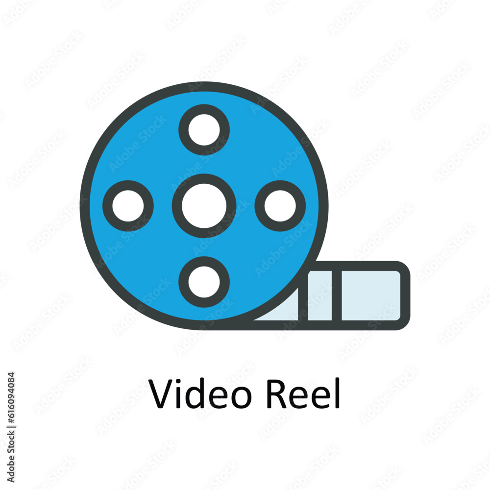 Video Reel Vector Fill outline Icon Design illustration. Multimedia Symbol on White background EPS 10 File Video Reel Vector Fill outline Icon Design illustration. Multimedia Symbol on White background EPS 10 File