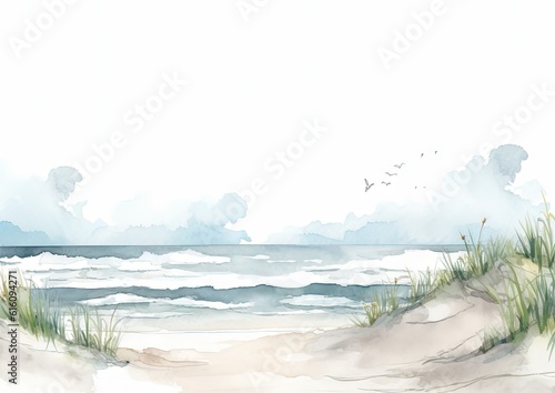 Wallpaper Mural Watercolor decorative frame. Abstract background. Invitation, advertisement, thanks. Ornamental leaves. Generative AI. Torontodigital.ca