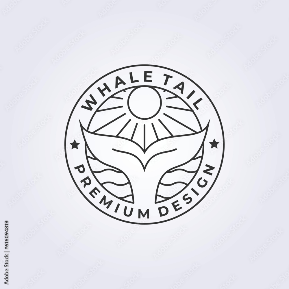 Emblem Line art logo Whale tail vector illustration design Emblem Line art logo Whale tail vector illustration design