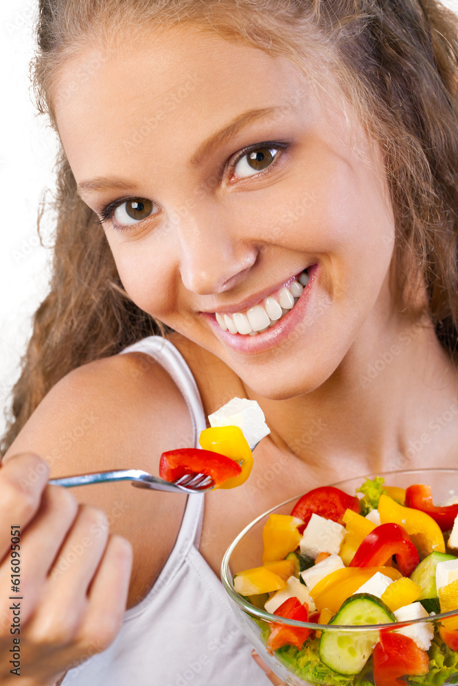 Portrait of a Young Woman Eating Salad Portrait of a Young Woman Eating Salad