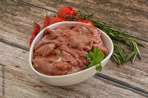 Raw chicken liver in the bowl