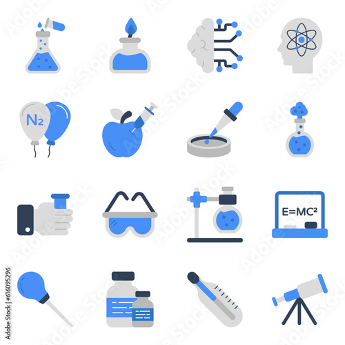 Pack of Science and Lab Flat Icons

