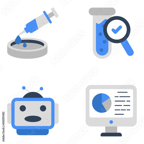 Pack of Lab Equipment Flat Icons