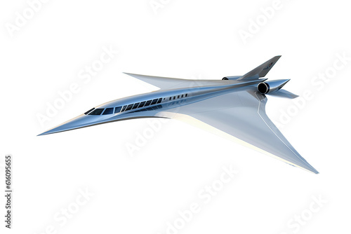 Supersonic Flight Airplane of Tomorrow, transparent background (PNG). Generative AI.